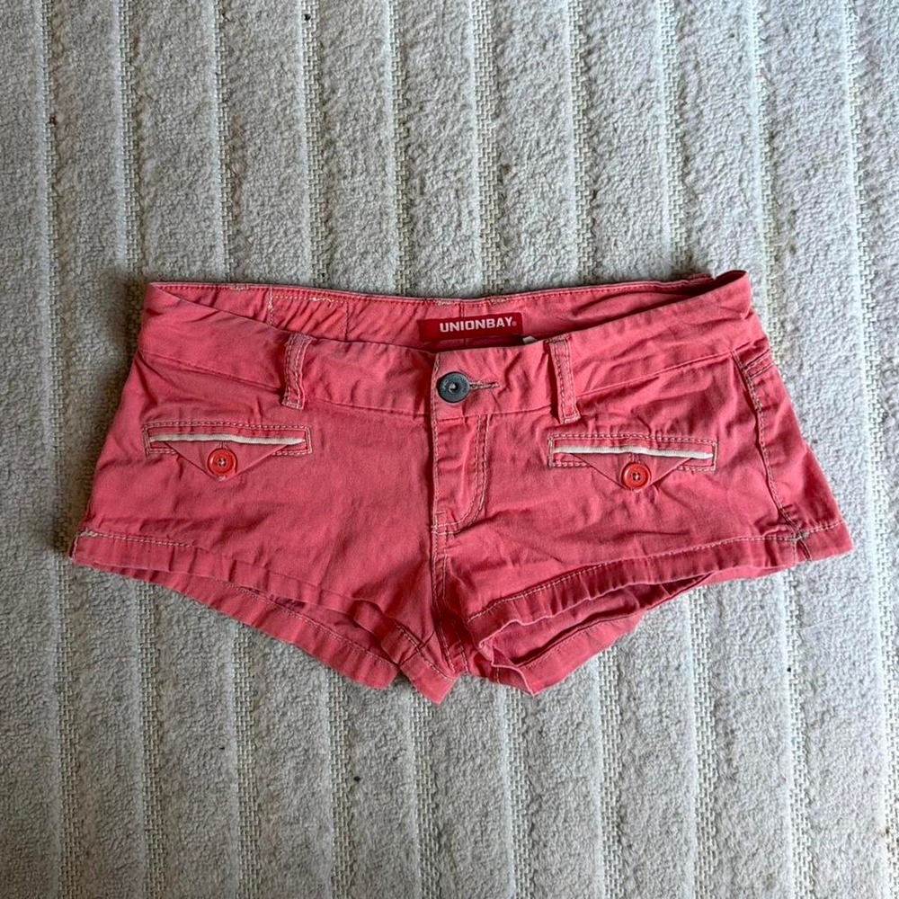 VTG Y2K Union bay Coral Low Rise Booty Shorts size 1 Mcbling Surf Skater Baddie